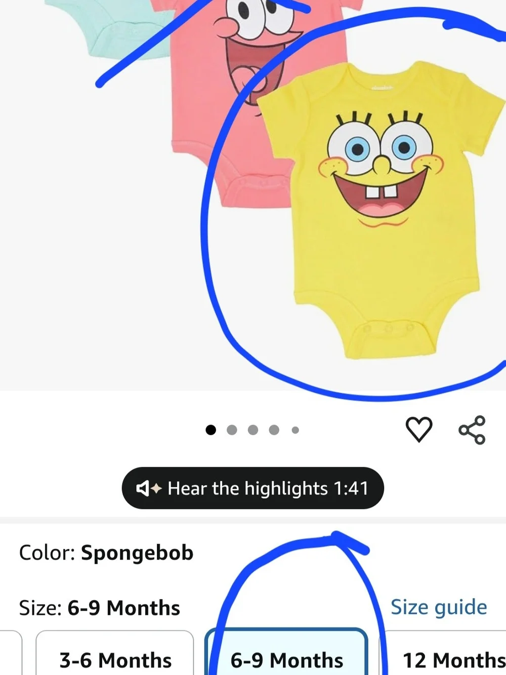 Nickelodeon Yellow SpongeBob Graphic Baby One-Piece Bodysuit